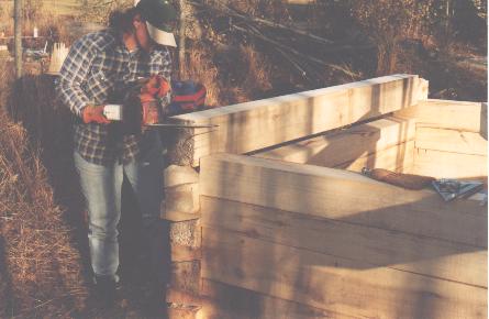 Carol making a notch